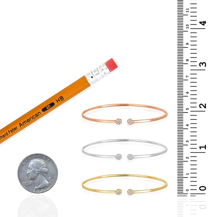 0.14CTW Natural Diamond 2mm 14K Yellow White Rose Gold Cuff Bangle Bracelet (Hollow) - WJD Exclusives