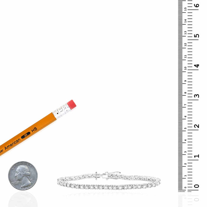1.00CTW Natural Diamond 3.5mm Sterling Silver Round Tennis Bracelet 7" - WJD Exclusives