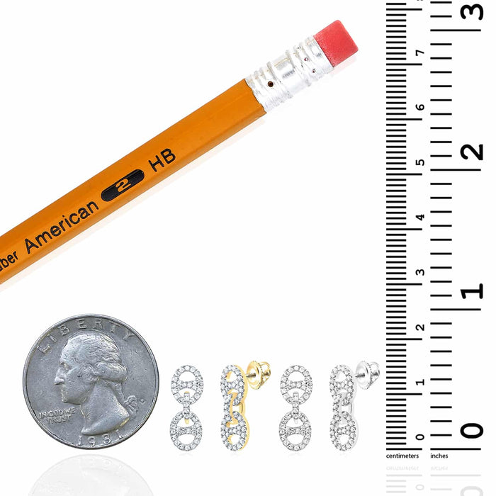 0.30CTW Natural Diamond 10K Gold Yellow White Line Oval Drop Earrings - WJD Exclusives