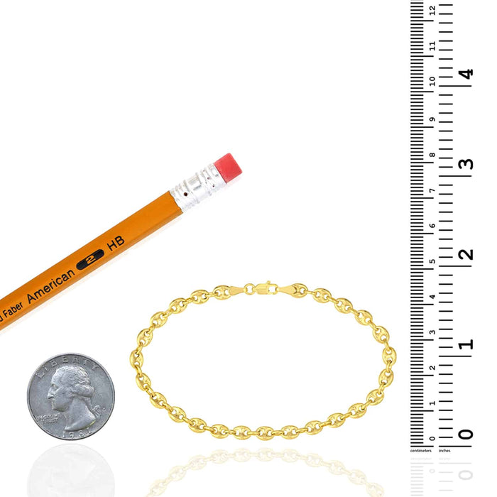 14K Yellow Gold 4.5mm Puffed Anchor Mariner Bracelet (Hollow) 7.5" - WJD Exclusives