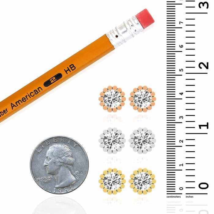 3.00CTW Lab - Grown Diamond 14K Yellow Gold White Rose Flower Stud Earrings - WJD Exclusives