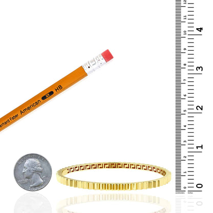 14K Real Gold Yellow 3.5mm Fluted Hinged Bangle Bracelet 7"