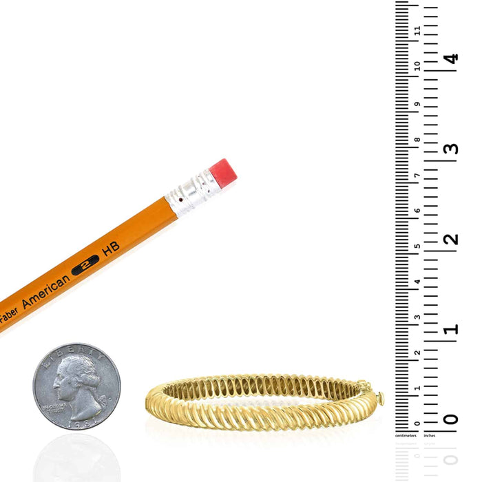 14K Yellow Gold 7mm Twisted Cable Bangle Bracelet (Solid Links) 7" - WJD Exclusives