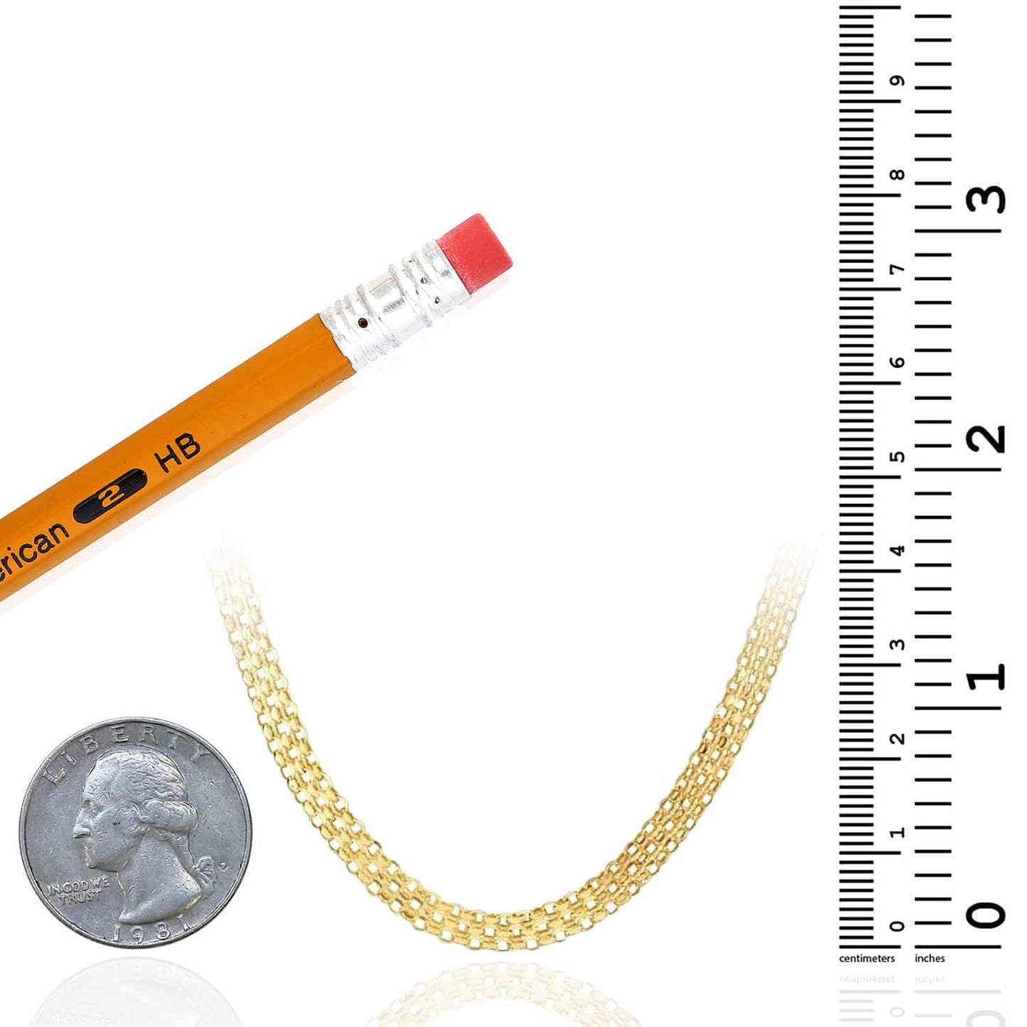 14K Real Gold 3.5mm Bismark Necklace 16"-20"
