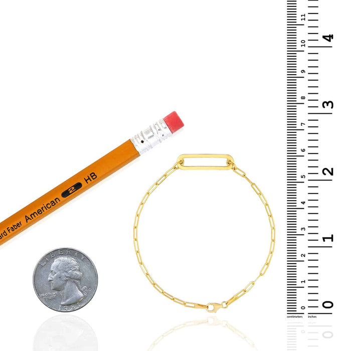 14K Yellow Gold Paperclip Open Bar Bracelet (Solid Links) 7" - WJD Exclusives