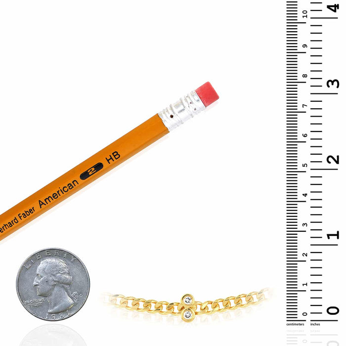 0.30CTW Natural Diamond 14K Yellow Gold Cuban Necklace (Solid Links) 14" - 17" Adjustable - WJD Exclusives