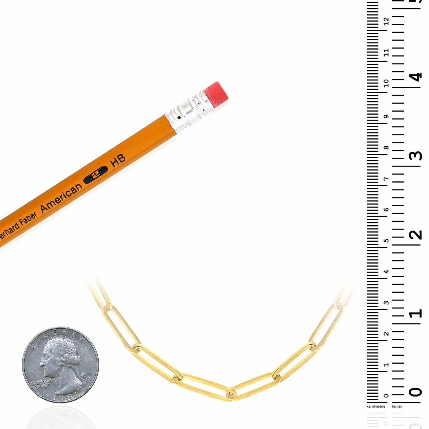 Solid 14K Real Gold 5mm Paperclip Chain Necklace 18" 24"