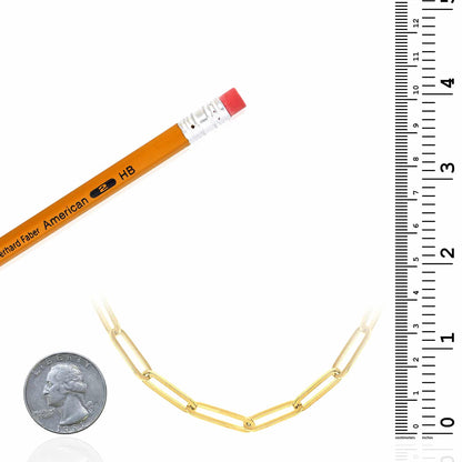 Solid 14K Real Gold 5mm Paperclip Chain Necklace 18" 24"