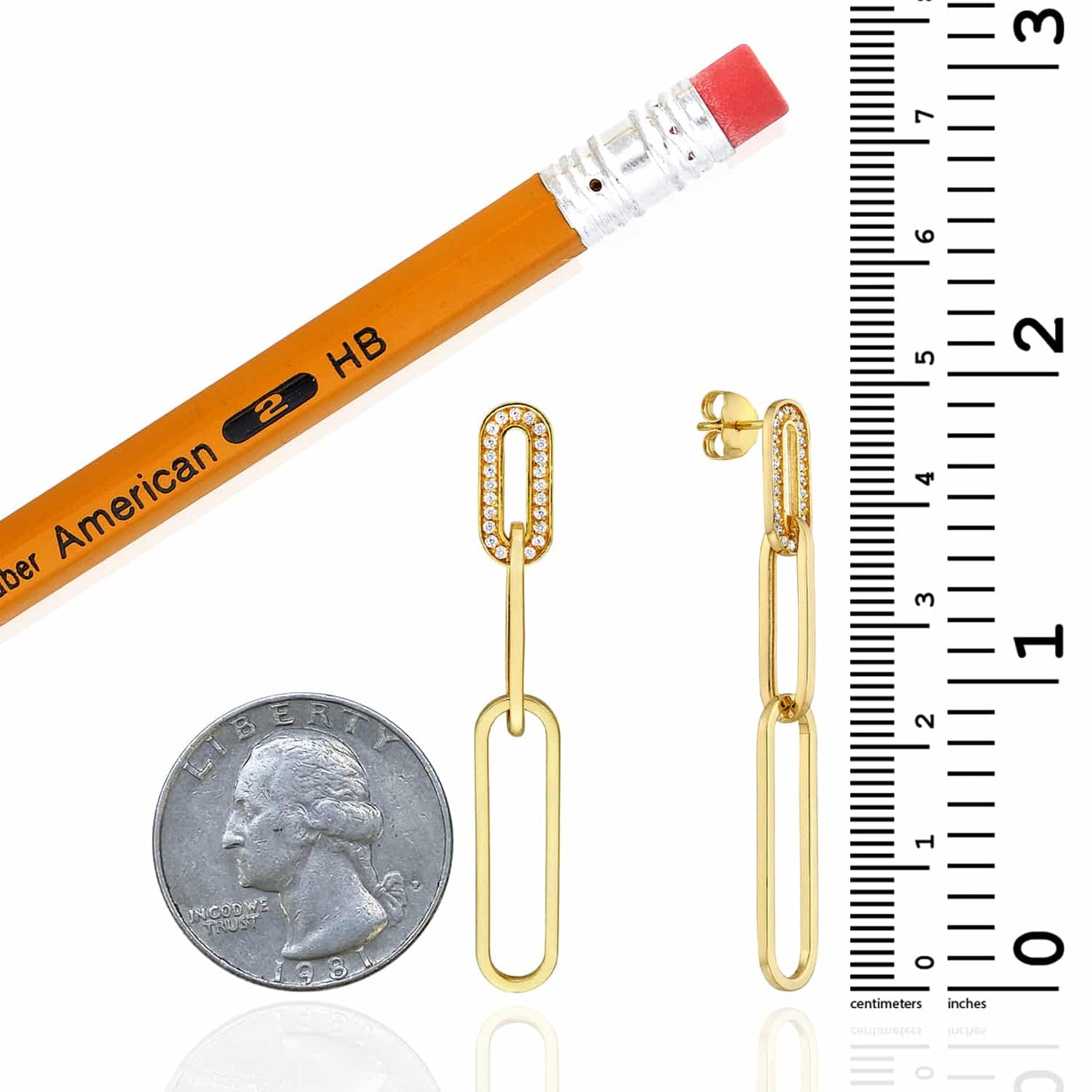 0.25CTW Real Diamonds 14K Real Gold Paperclip Drop  Earrings