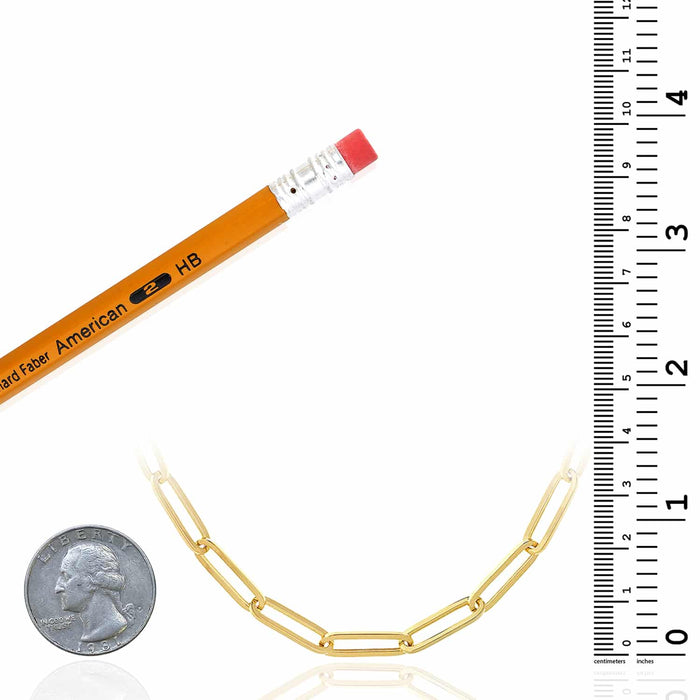 14K Yellow Gold 5mm Paperclip Necklace (Solid Links) 18" 20" 24" 30" - WJD Exclusives