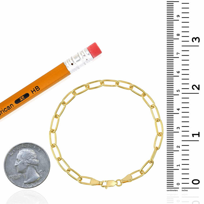 14K Yellow Gold 5mm Paperclip Bracelet (Hollow) 7.5" - WJD Exclusives