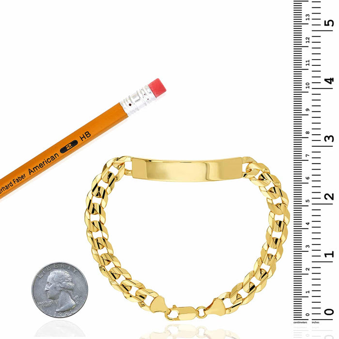 Engravable 10K Yellow Gold 8.5mm Cuban ID Bracelet (Solid Links) 8.5" - WJD Exclusives