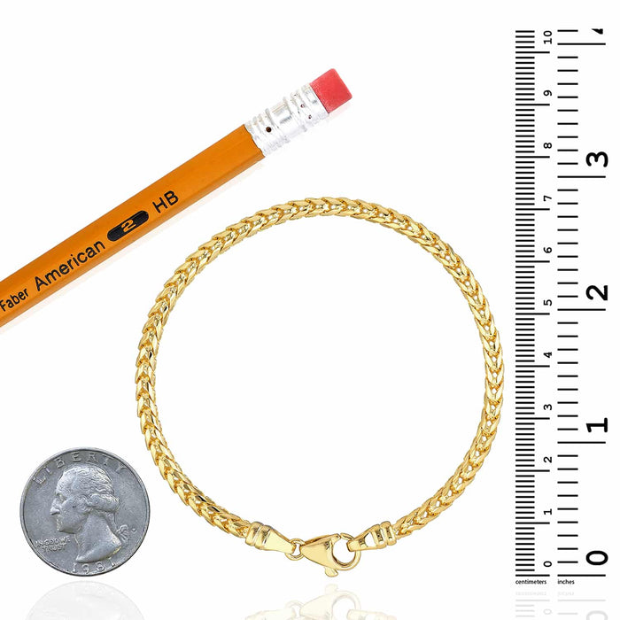 14K Yellow Gold 3.7mm Franco Bracelet (Solid Links) 8.5" - WJD Exclusives