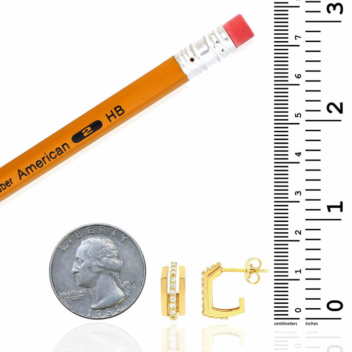 0.25CTW Natural Diamond 14K Gold J - Hoop Earrings 15mm - WJD Exclusives