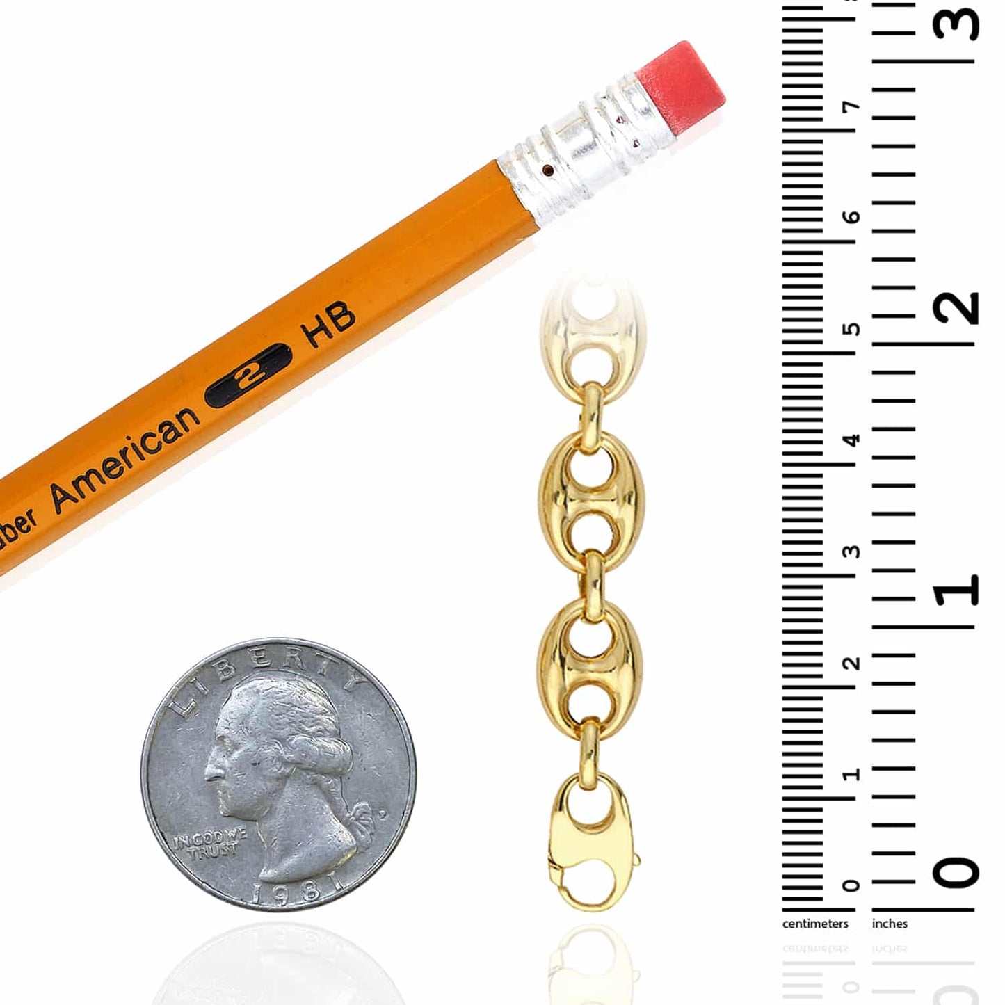 14K Real Gold Yellow 10mm Puffed Mariner Bracelet 7.5"