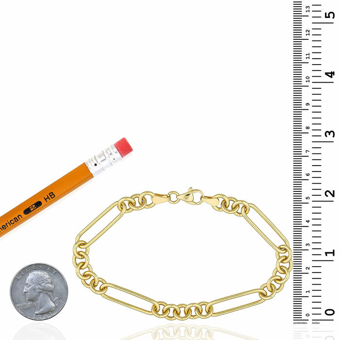 14K Yellow Gold 6mm Round Paperclip Bracelet (Hollow) 7.5" - WJD Exclusives