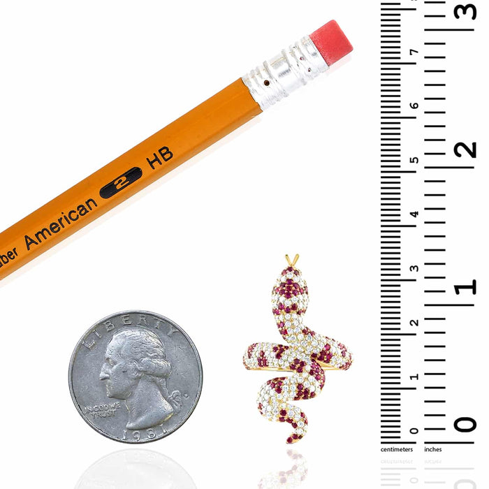 1.30CTW Natural Diamond 10K Yellow Gold Ruby Serpent Snake Cocktail Ring - WJD Exclusives