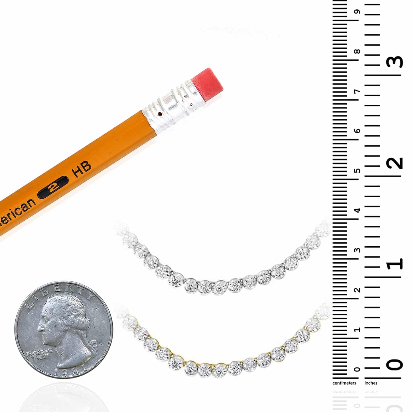 11CTW Real Diamond 3.3mm 14K Real Gold Yellow White Tennis Chain Necklace 24"