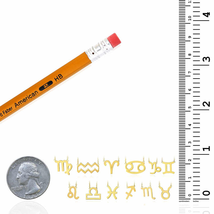 14K Yellow Gold Astrology Zodiac Sign Necklace (Solid Links) 16" - 18" Adjustable - WJD Exclusives