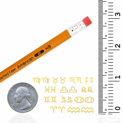 14K Real Gold Astrological Zodiac Sign Stud Push Back Earrings 5mm