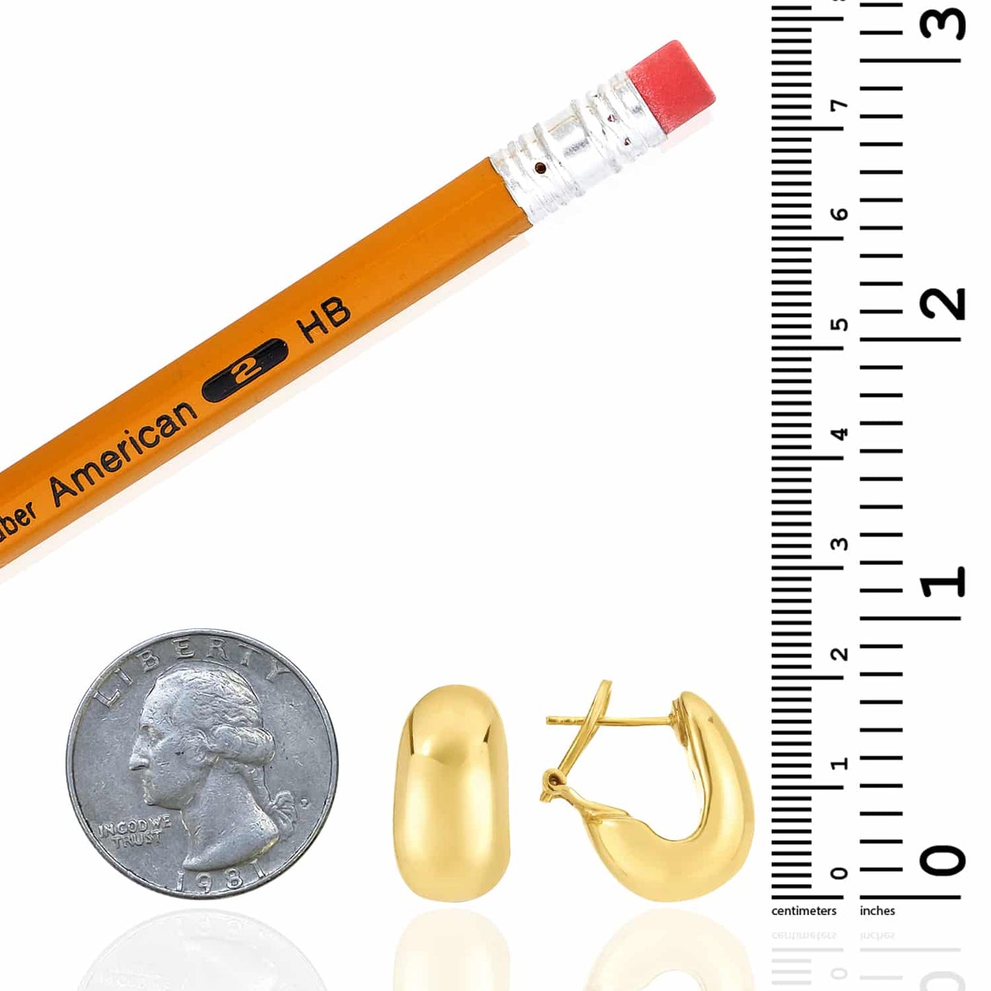 14K Real Gold Bold Omega Hoop Earrings 20mm