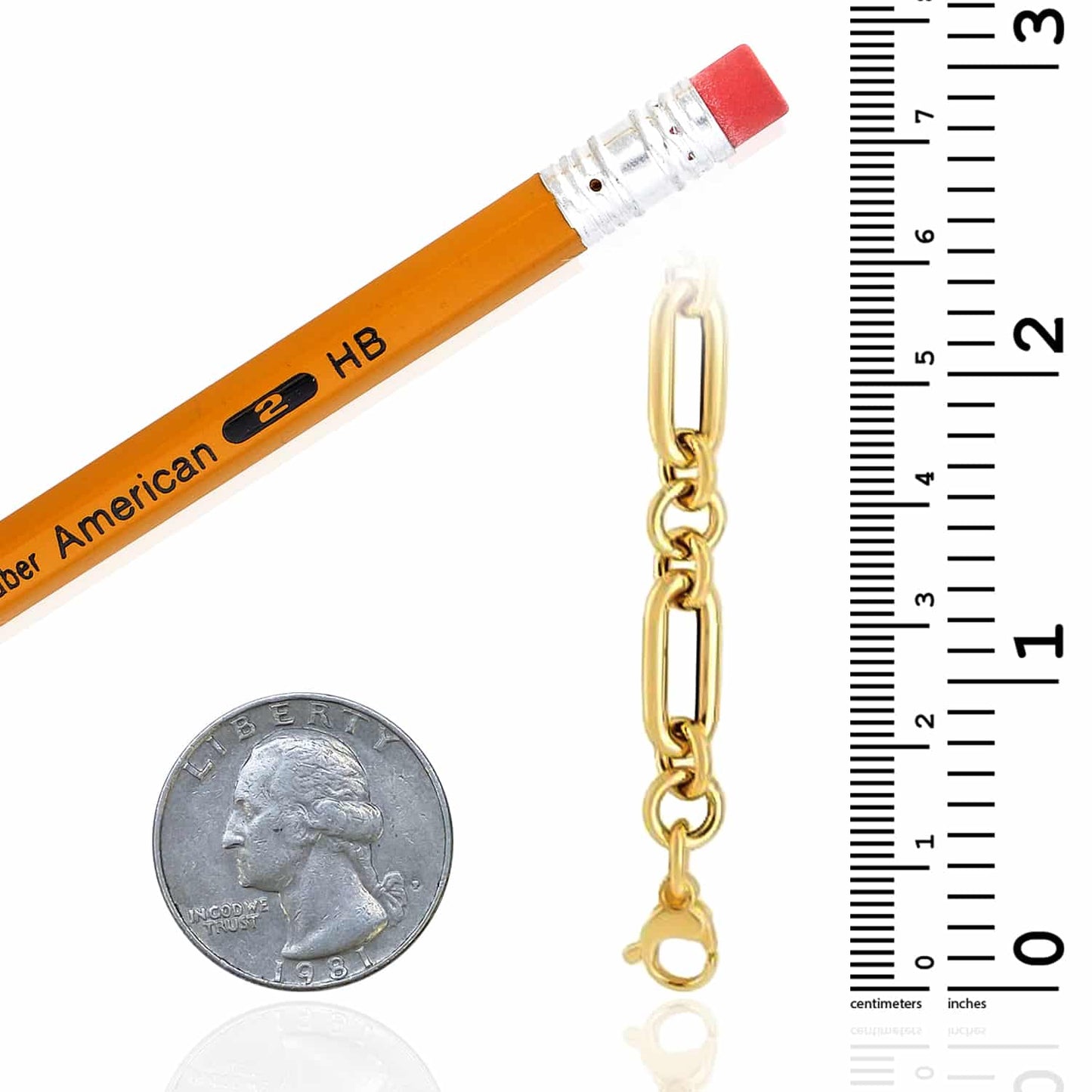 Real 14K Gold 8mm Alternating Paperclip Chain Necklace 18"