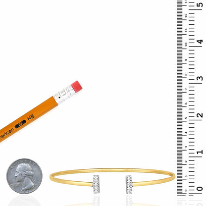 0.08CTW Real Diamond 14K Real Gold Yellow T-Bar Bangle Bracelet