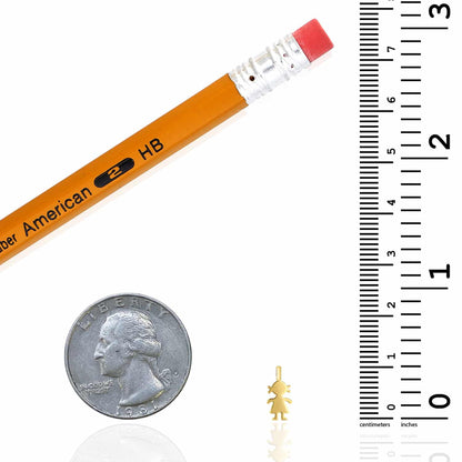 Kid's & Mom's 14K Real Gold Girl Silhouette Charm Pendant 0.4"