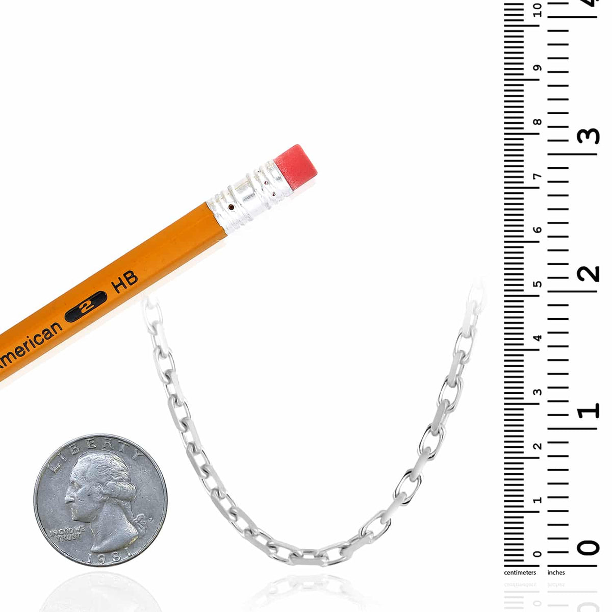 14K White Gold 2.45mm Luxe Cable Chain (Solid Links) 18" - 24" - WJD Exclusives