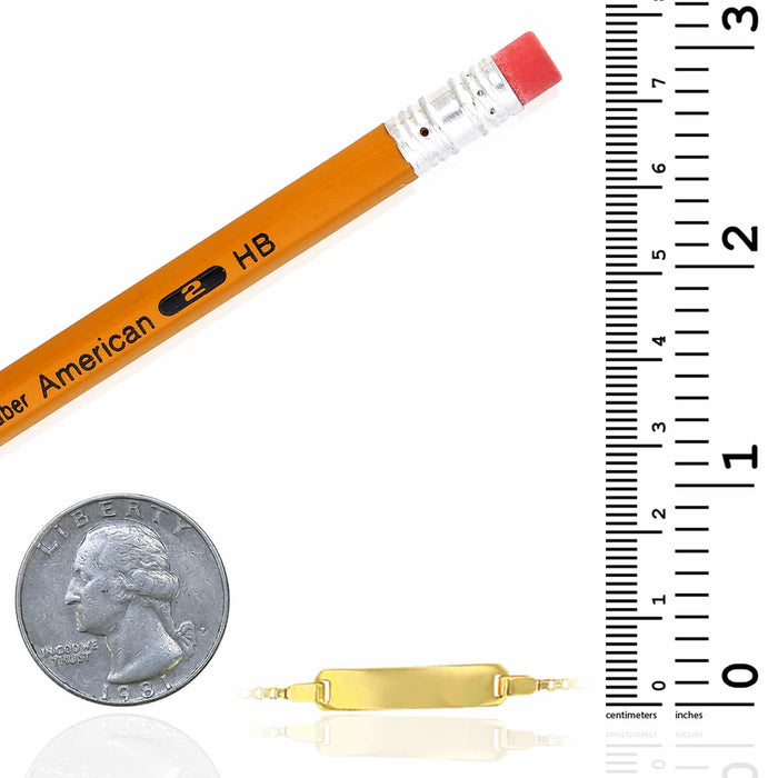 Kids 14K Yellow Gold Round Bismark ID Engravable Bracelet (Solid Links) 6" - WJD Exclusives