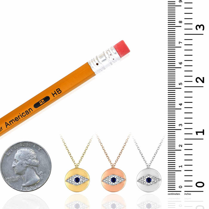 Natural Diamond 10K Yellow White Rose Gold Evil Eye Necklace (Solid Links) 17.5" - WJD Exclusives