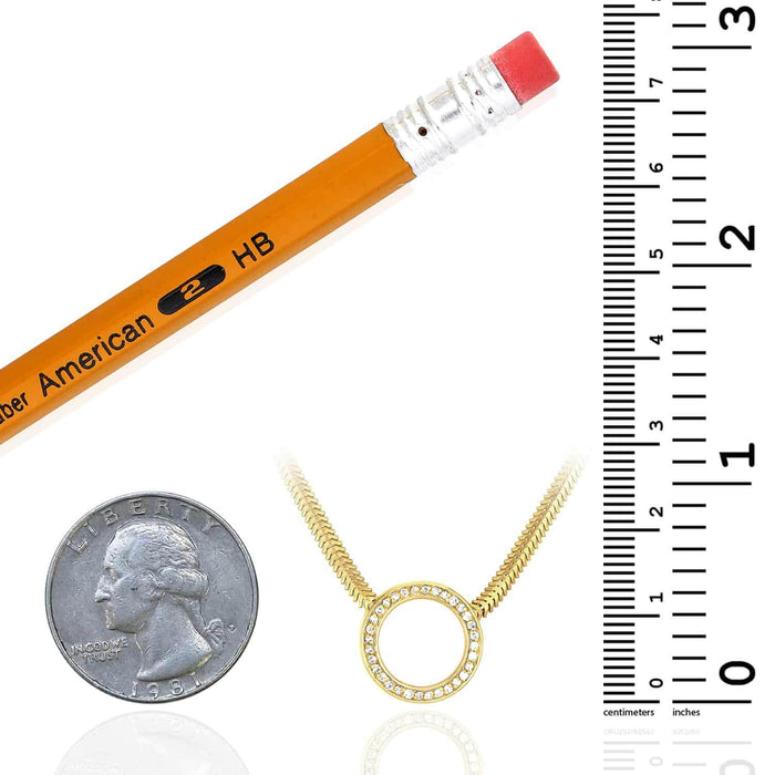 0.16CTW Natural Diamond 14K Yellow Gold Circle Snake Necklace (Hollow) 18" - WJD Exclusives