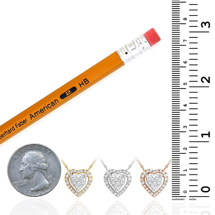 Natural Diamond 10K Yellow White Rose Gold Heart Necklace (Solid Links) 16" - 18" - WJD Exclusives