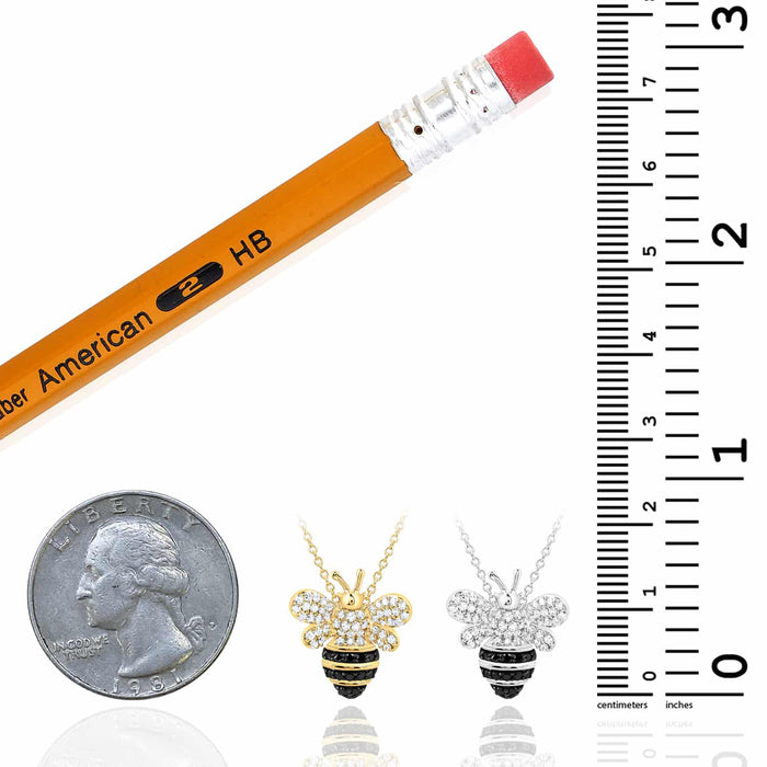 Natural Diamond 10K Yellow White Gold Bumblebee Enamel Necklace (Solid Links) 18" - WJD Exclusives