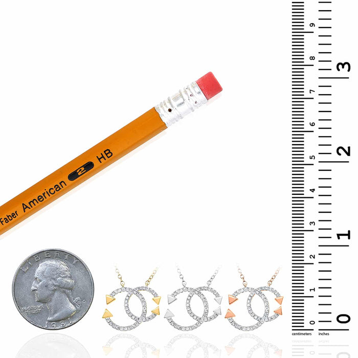 0.20CTW Natural Diamond 10K Yellow White Gold Round Interlocking Arrows Accents Necklace (Solid Links) 18" - WJD Exclusives