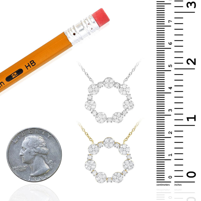 1.00CTW Natural Diamond 10K Yellow White Gold Circle Necklace (Solid Links) 18" - WJD Exclusives