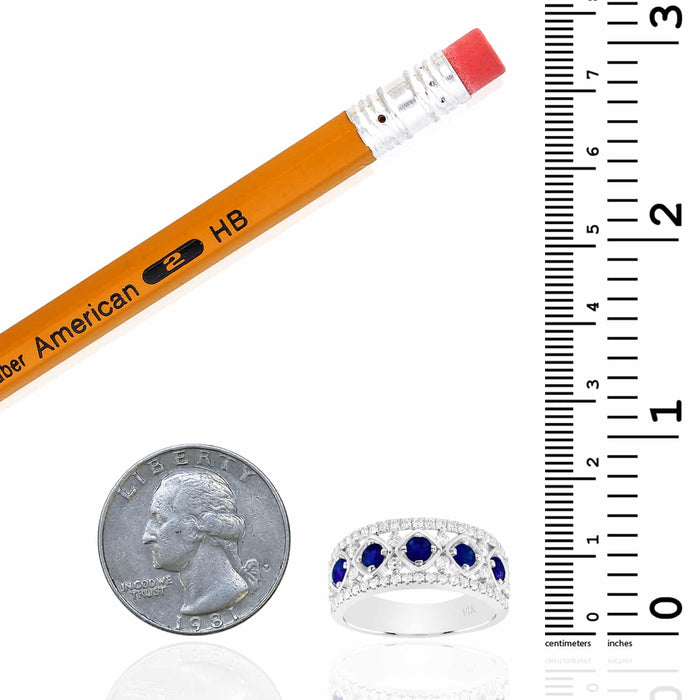 1.25CTW Natural Diamond & Blue Sapphire 14K White Gold Geometric Cocktail Ring - WJD Exclusives