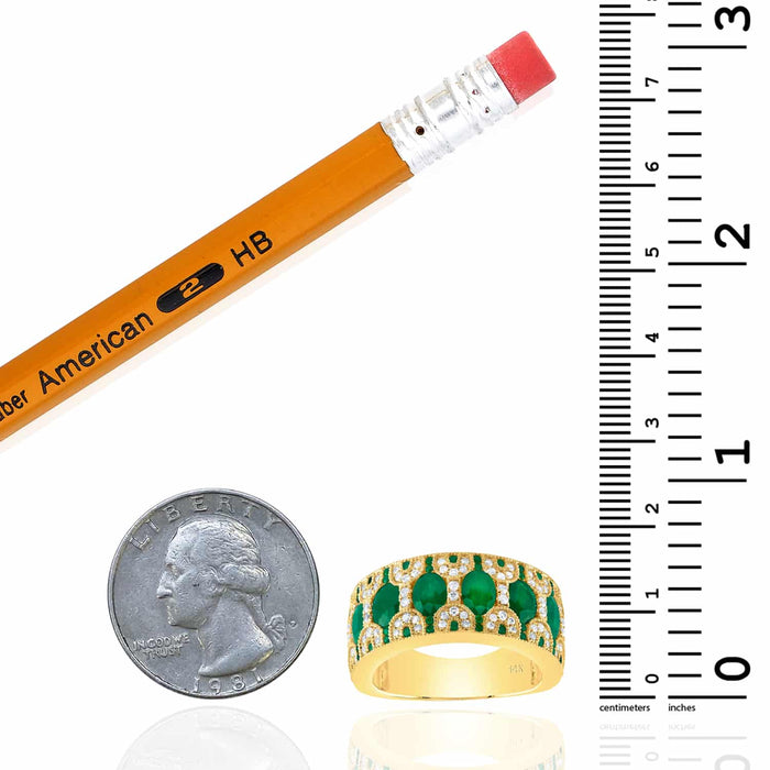 2.36CTW Natural Diamond & Green Emerald 14K Gold Cocktail Ring - WJD Exclusives