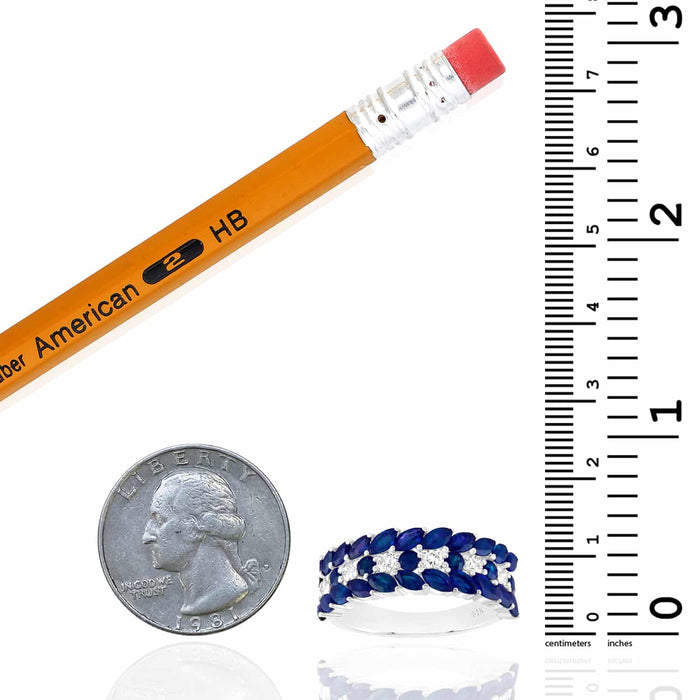 2.70CTW Natural Diamond & Blue Sapphire 14K White Gold Cocktail Ring - WJD Exclusives