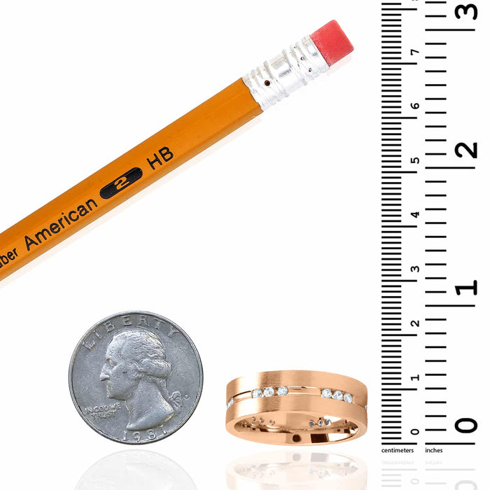 0.45CTW Natural Diamond 7mm 14K Rose Gold Channel - Set Wedding Band Ring - WJD Exclusives