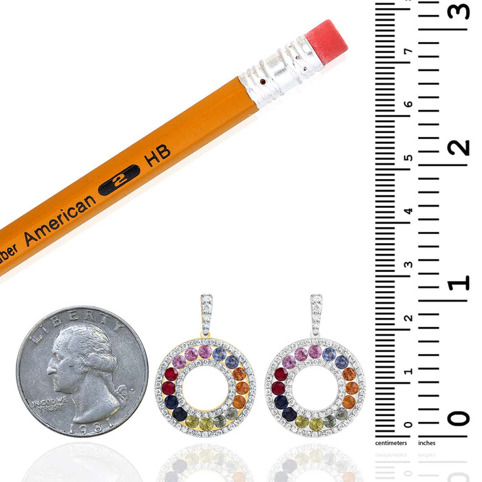 2.00CTW Natural Diamond & Sapphire Multicolor 14K Gold Circular Pendant - WJD Exclusives