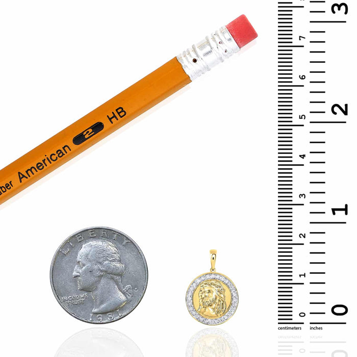 0.50CTW Natural Diamond 10K Yellow Gold Jesus Face Round Pendant 0.75" - WJD Exclusives