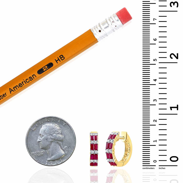 1.45CTW Natural Diamond & Ruby 14K Gold Huggie Hoop Earrings 17mm - WJD Exclusives