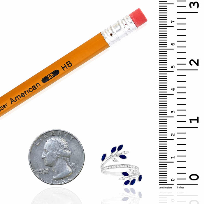 1.12CTW Natural Diamonds & Blue Sapphire 14K White Gold Cocktail Ring - WJD Exclusives