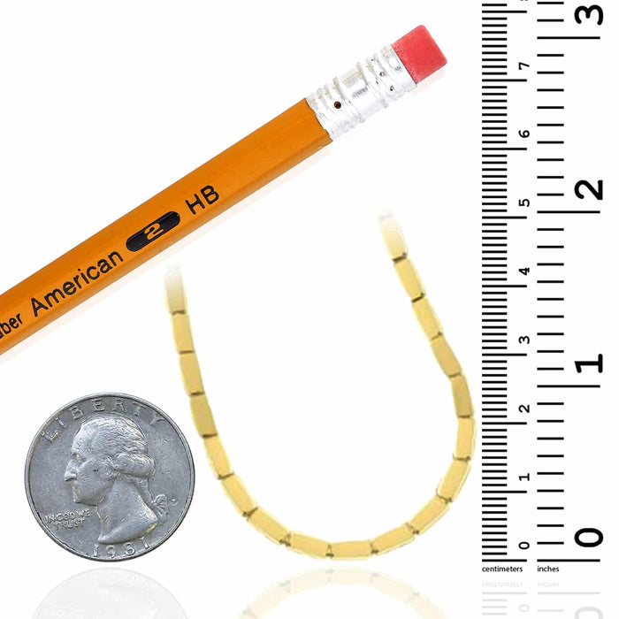 14K Yellow Gold 3.3mm Brick Necklace (Solid Links) 16" - 18" Adjustable - WJD Exclusives