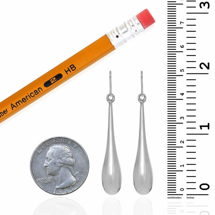 14K Yellow White Rose Gold Shiny Long Puffed Teardrop Earrings 1.5"