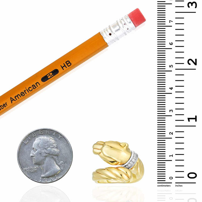 0.10CTW Natural Diamond 14K Gold Bypass Panther Ring