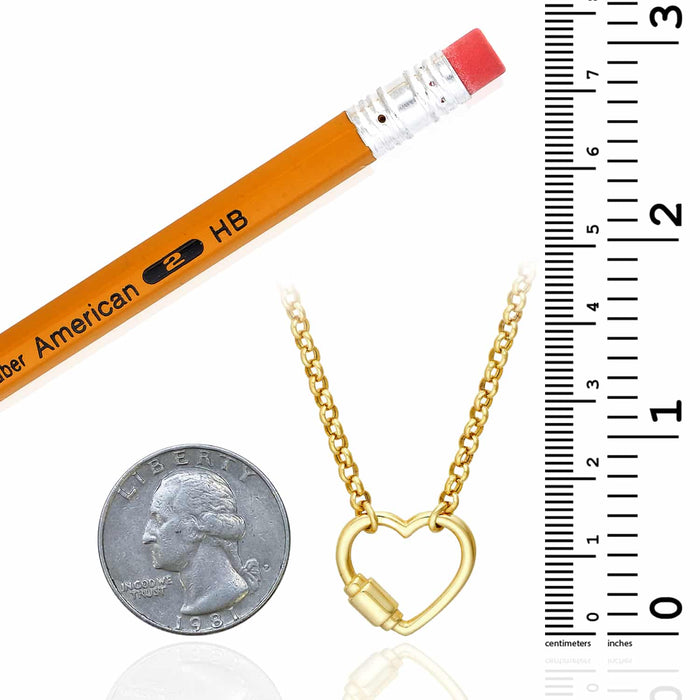 14K Yellow Gold Carabiner Heart Rolo Necklace (Hollow) 18" - WJD Exclusives