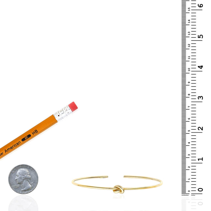 14K Yellow White Rose Gold 5.5mm Love Knot Cuff Bangle (Hollow) 6.5"