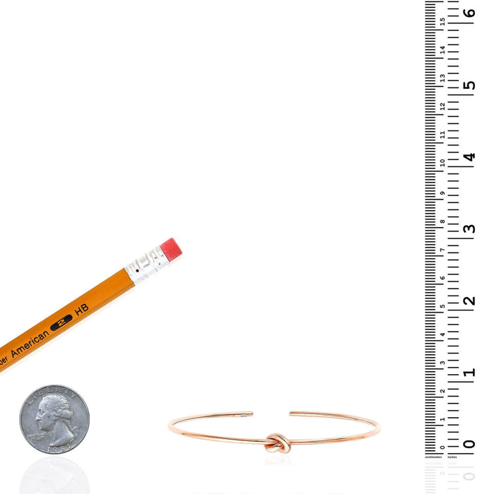 14K Yellow White Rose Gold 5.5mm Love Knot Cuff Bangle (Hollow) 6.5"